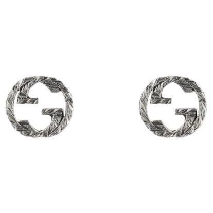 gucci sterling silver interlocking g motif stud earrings